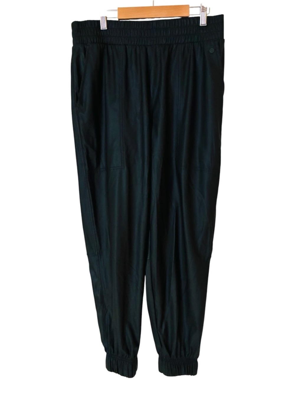 CALIA by Carrie Underwood Sz MEDIUM Black Faux Leather Joggers Pants Pockets - Picture 3 of 9